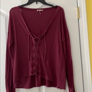 Red lace up top